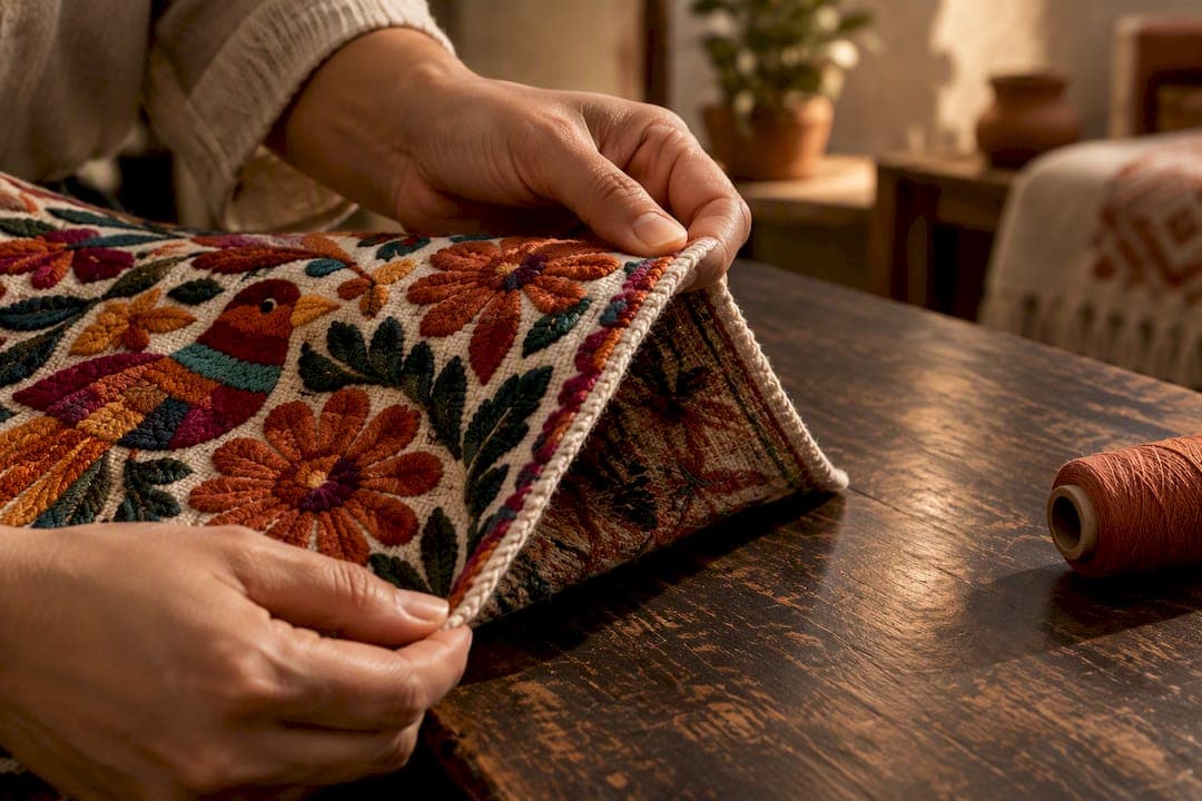 Buy Mexican Otomí Embroidery: Check Stitch Density and Provenance